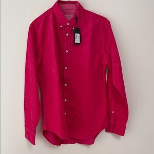 rag & bone Men's Bright Corduroy Pink Button-Down Shirt